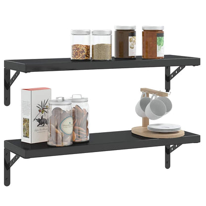 vidaXL Shelf Brackets 4 pcs 23.5x2.5x15.5 cm Black Stainless Steel