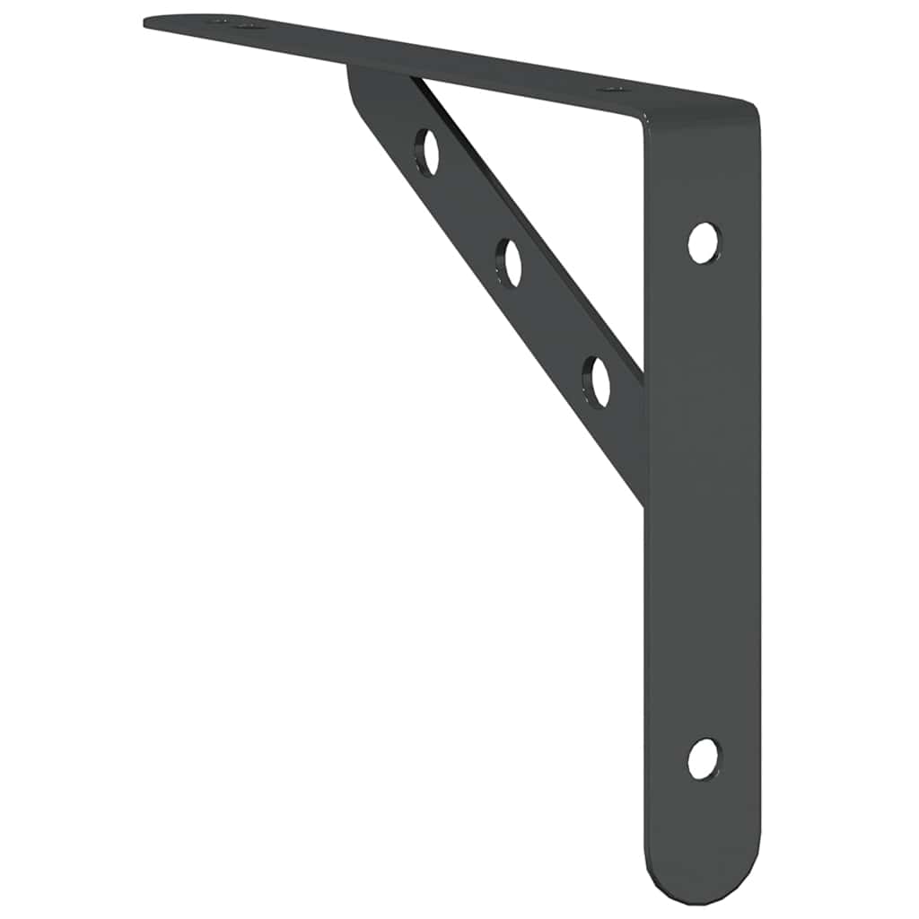vidaXL Shelf Brackets 4 pcs 23.5x2.5x15.5 cm Black Stainless Steel