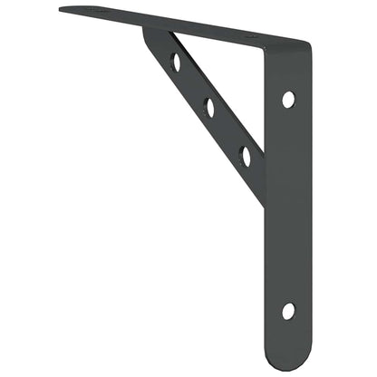 vidaXL Shelf Brackets 4 pcs 23.5x2.5x15.5 cm Black Stainless Steel