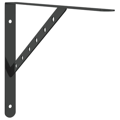 vidaXL Shelf Brackets 4 pcs 40x2,5x25 cm Black Stainless Steel