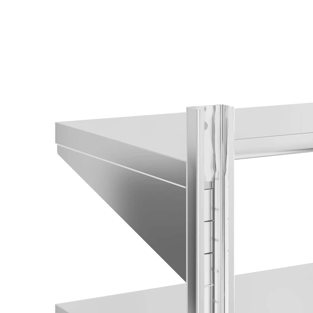 vidaXL 2-Tier Wall Shelf 100x30x60 cm Silver Stainless Steel