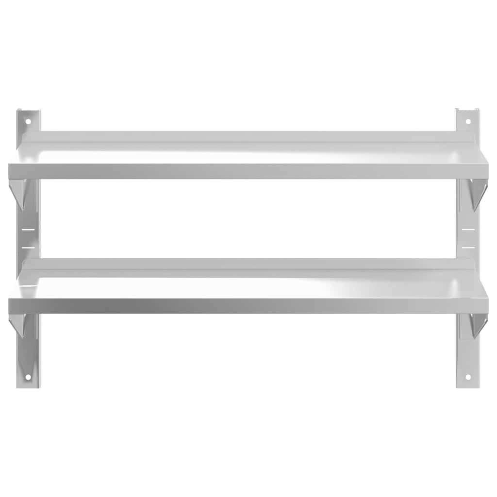 vidaXL 2-Tier Wall Shelf 100x23,5x60 cm Silver Stainless Steel