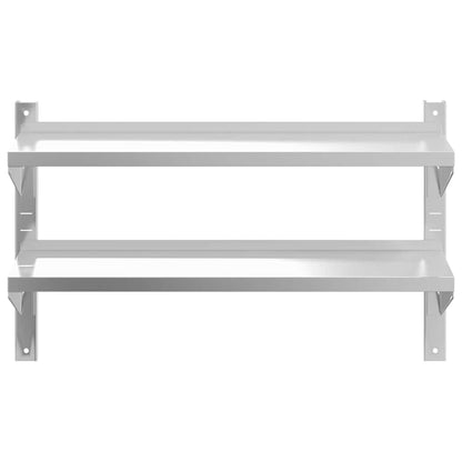 vidaXL 2-Tier Wall Shelf 100x23,5x60 cm Silver Stainless Steel