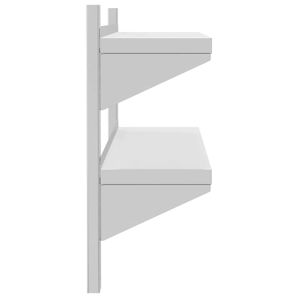 vidaXL 2-Tier Wall Shelf 100x23,5x60 cm Silver Stainless Steel