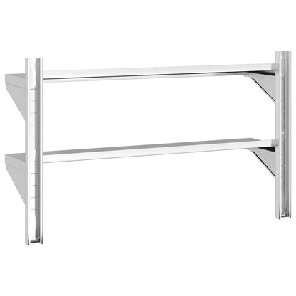 vidaXL 2-Tier Wall Shelf 100x23,5x60 cm Silver Stainless Steel