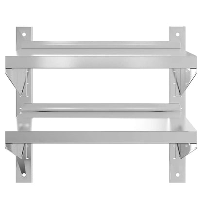vidaXL 2-Tier Wall Shelf 50x40x48 cm Silver Stainless Steel