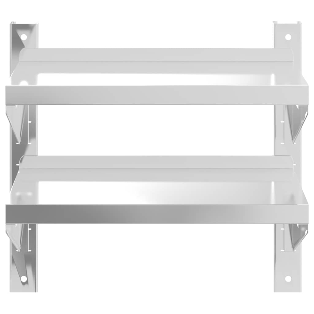 vidaXL 2-Tier Wall Shelf 50x23,5x48 cm Silver Stainless Steel