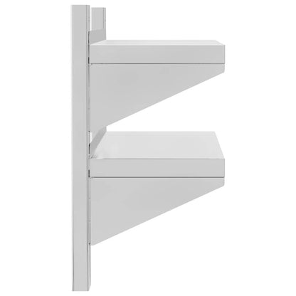 vidaXL 2-Tier Wall Shelf 50x23,5x48 cm Silver Stainless Steel