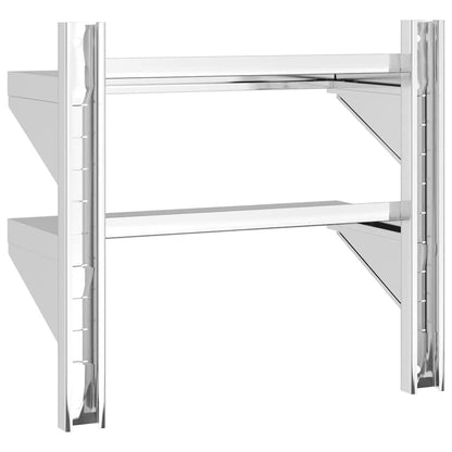 vidaXL 2-Tier Wall Shelf 50x23,5x48 cm Silver Stainless Steel