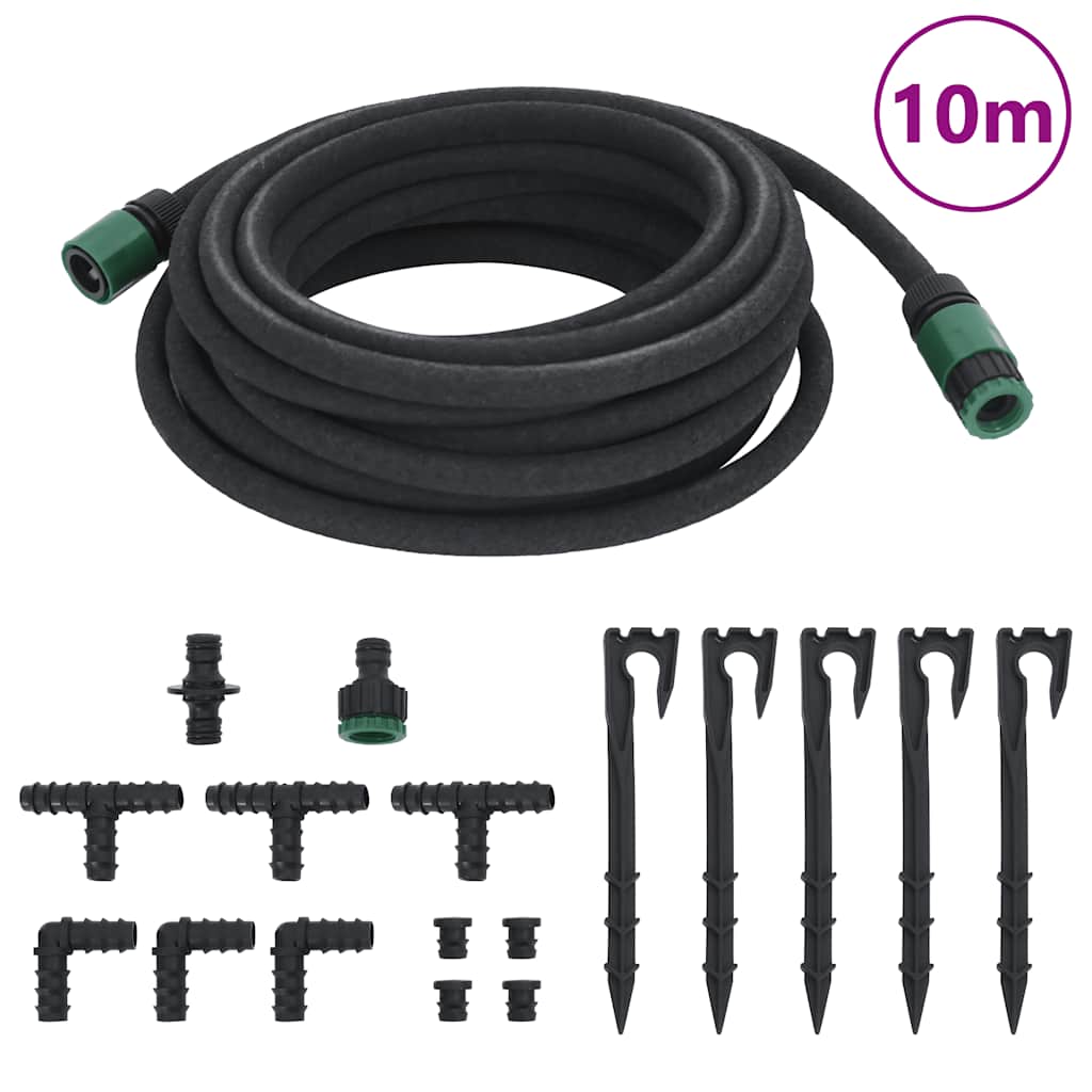 vidaXL Garden Soaker Hose Black 0,6" 10 m Rubber