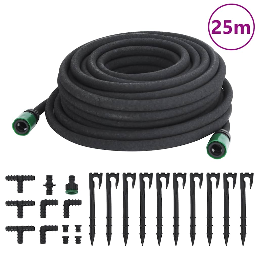 vidaXL Garden Soaker Hose Black 0,6" 25 m Rubber