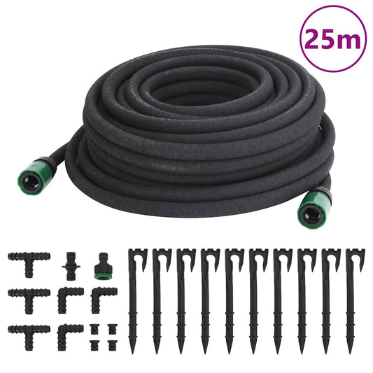 vidaXL Garden Soaker Hose Black 0,6" 25 m Rubber