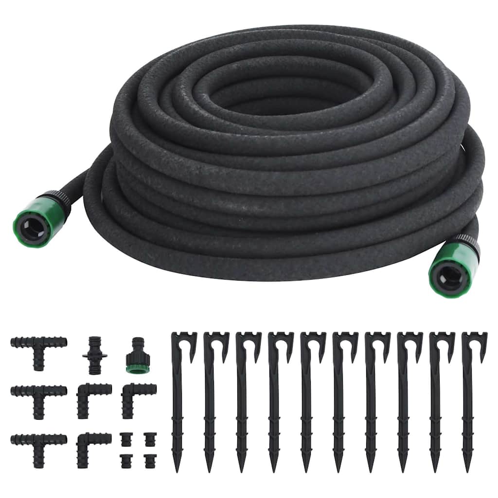 vidaXL Garden Soaker Hose Black 0,6" 25 m Rubber