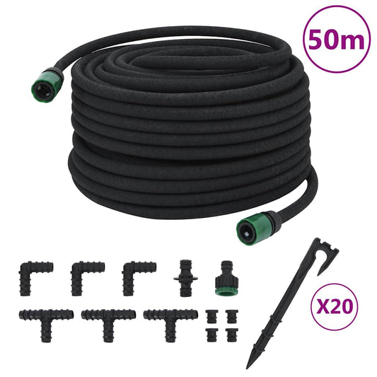 vidaXL Garden Soaker Hose Black 0,6" 50 m Rubber