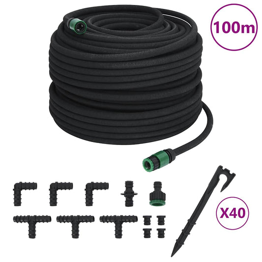 vidaXL Garden Soaker Hose Black 0,6" 100 m Rubber