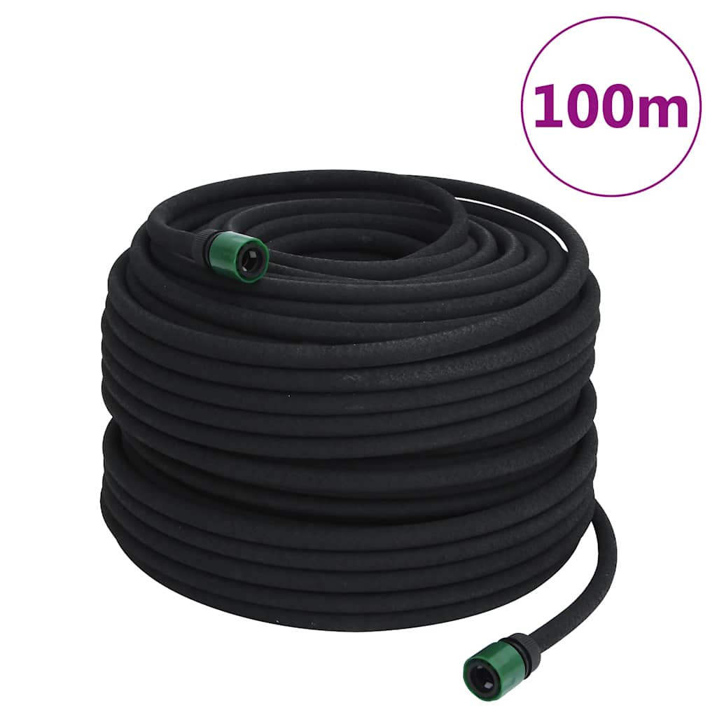 vidaXL Garden Soaker Hose Black 0,6" 100 m Rubber