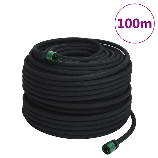 vidaXL Garden Soaker Hose Black 0,6" 100 m Rubber
