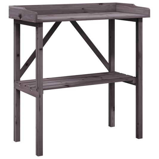 vidaXL Plant Table with Shelf Grey 78x38x82,5 cm Solid Wood Fir