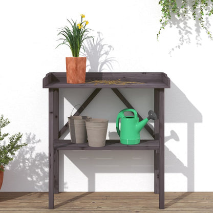 vidaXL Plant Table with Shelf Grey 78x38x82,5 cm Solid Wood Fir
