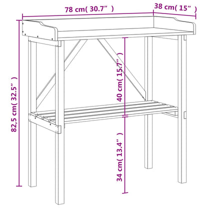 vidaXL Plant Table with Shelf Grey 78x38x82,5 cm Solid Wood Fir