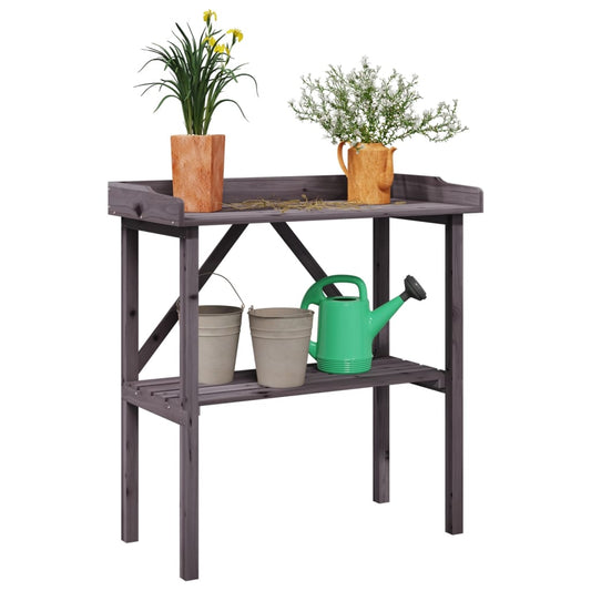 vidaXL Plant Table with Shelf Grey 78x38x82,5 cm Solid Wood Fir