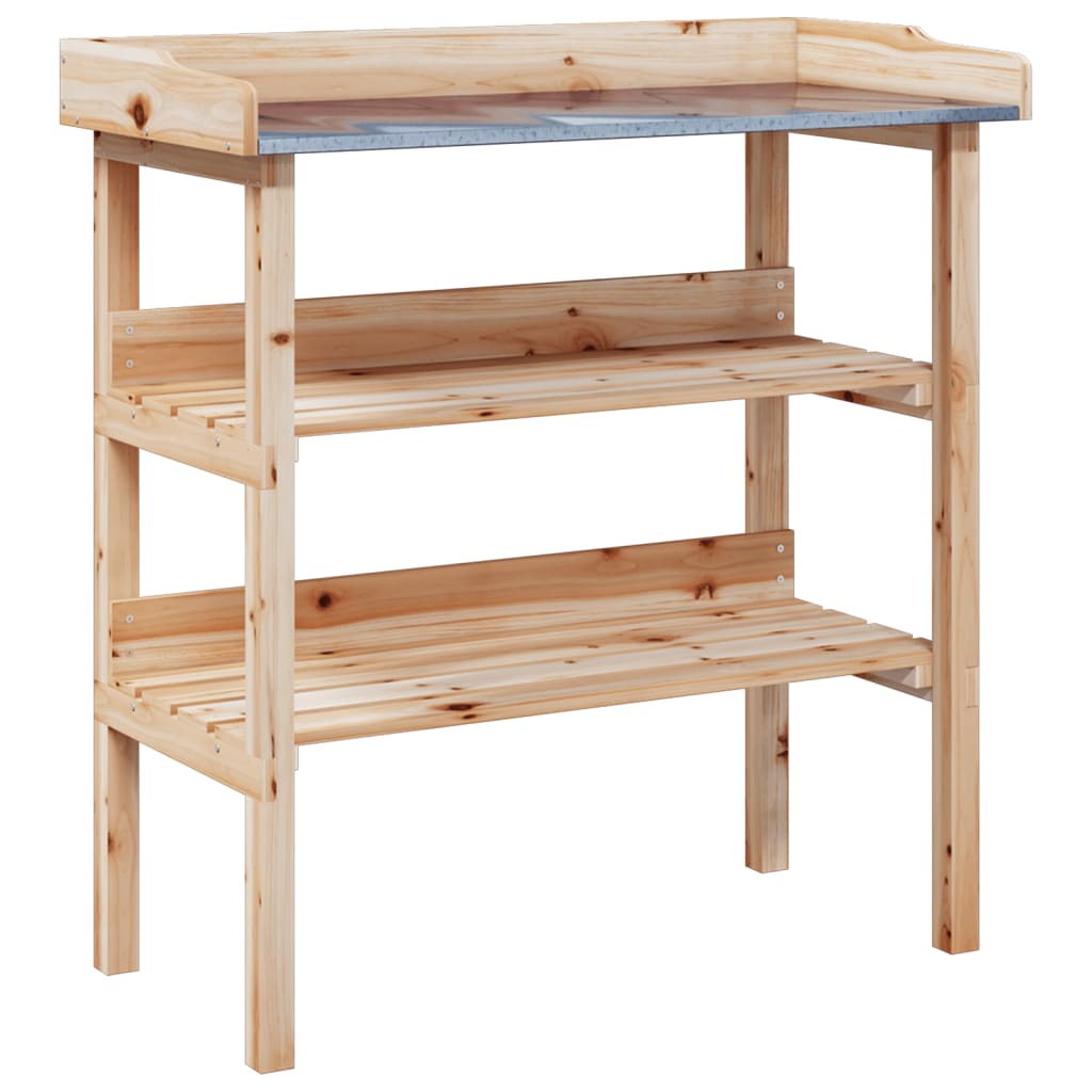 vidaXL Plant Table with Shelves 78x38x82,5 cm Solid Wood Fir