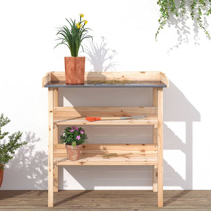 vidaXL Plant Table with Shelves 78x38x82,5 cm Solid Wood Fir