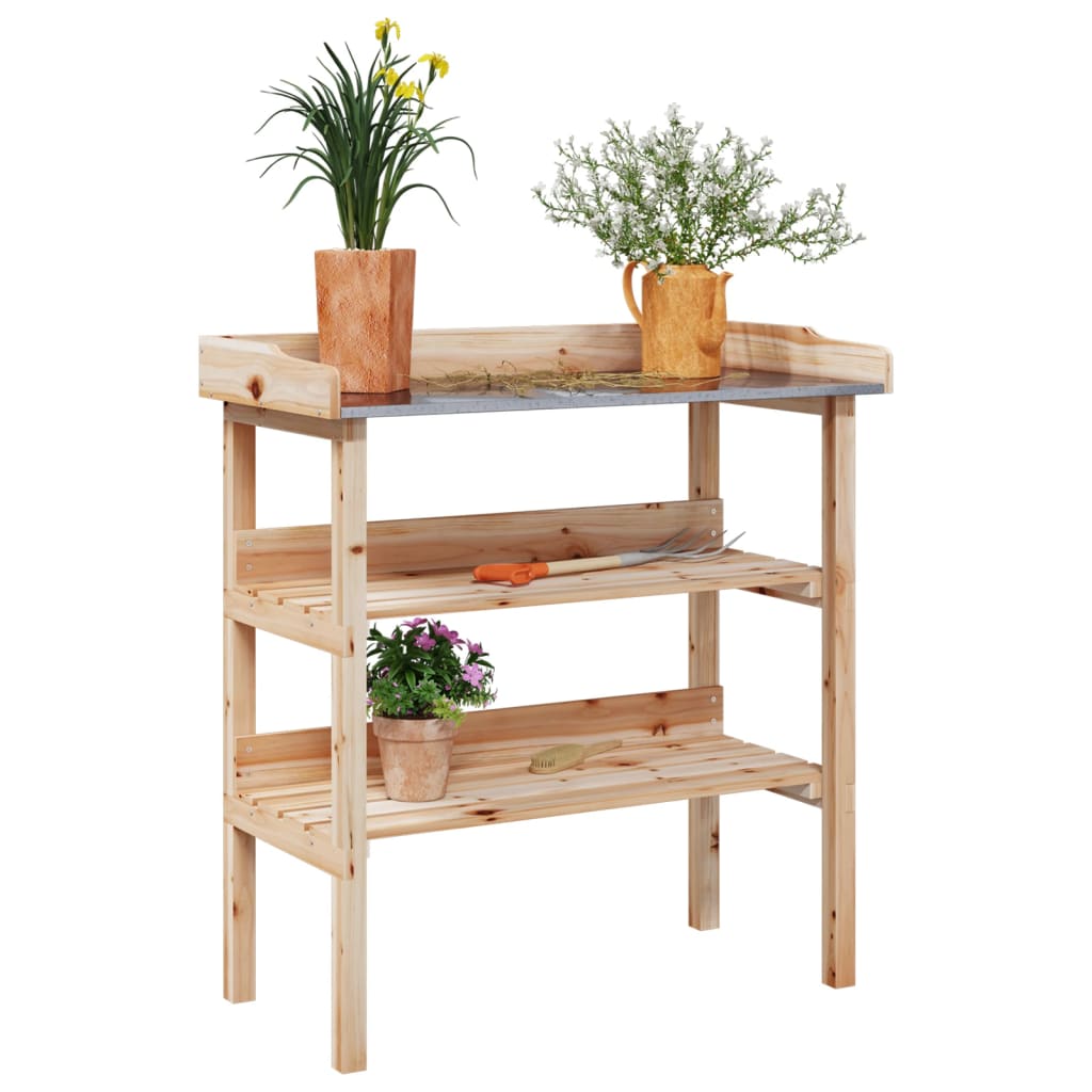 vidaXL Plant Table with Shelves 78x38x82,5 cm Solid Wood Fir