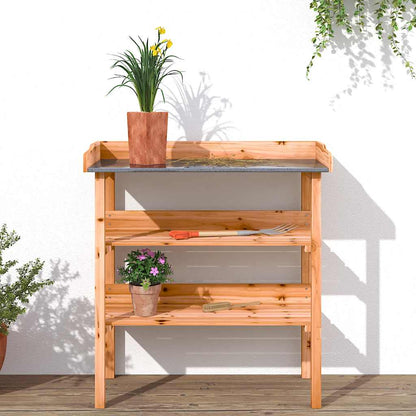 vidaXL Plant Table with Shelves Brown 78x38x82,5 cm Solid Wood Fir