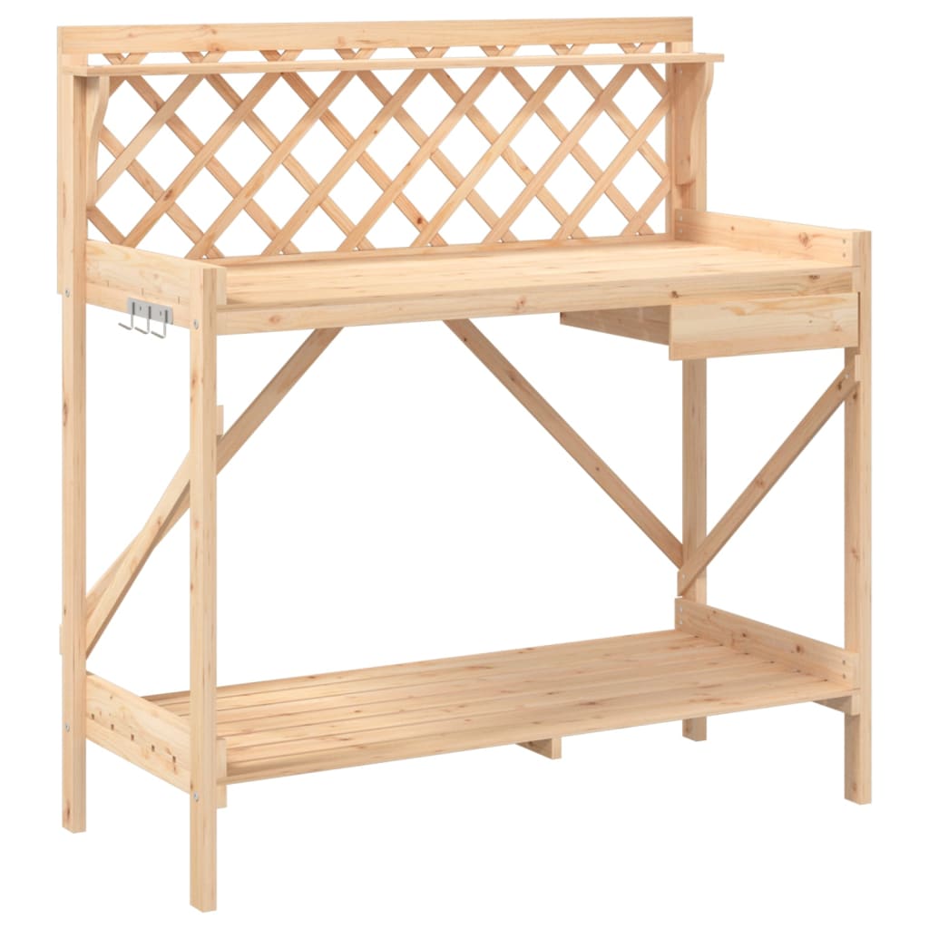 vidaXL Potting Bench with Trellis Solid Wood Fir