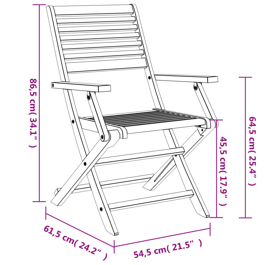 vidaXL Folding Garden Chairs 6 pcs 54.5x61.5x86.5 cm Solid Wood Acacia