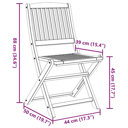 vidaXL Folding Chairs 8 pcs 48,5x57x90 cm Solid Wood Acacia