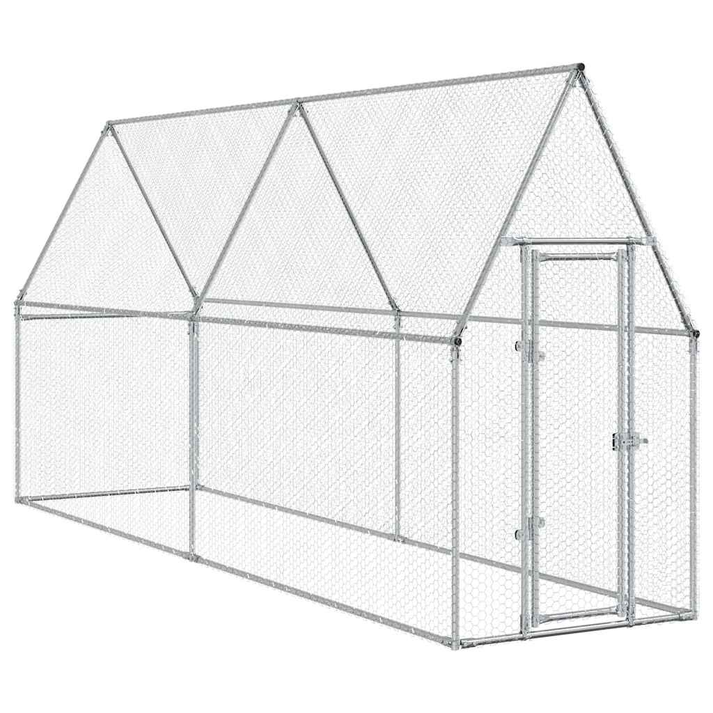 vidaXL Chicken Cage Silver 100x100x190 cm Galvanised Steel