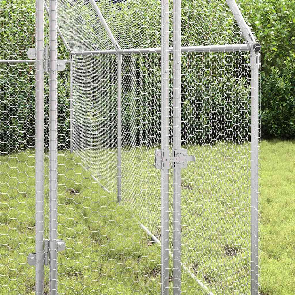 vidaXL Chicken Cage Silver 100x100x190 cm Galvanised Steel