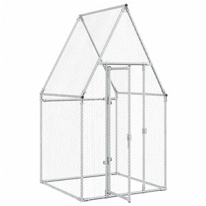 vidaXL Chicken Cage Silver 100x100x190 cm Galvanised Steel