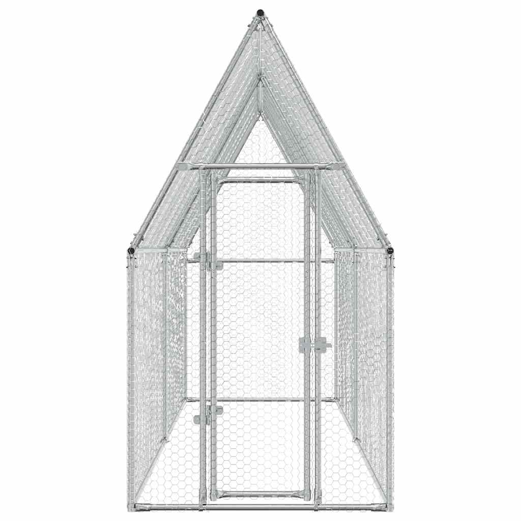 vidaXL Chicken Cage Silver 100x100x190 cm Galvanised Steel