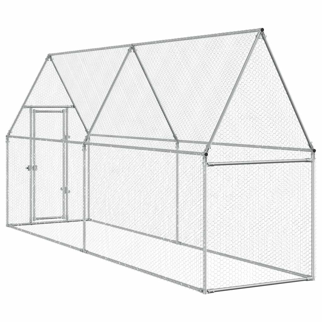 vidaXL Chicken Cage Silver 100x100x190 cm Galvanised Steel
