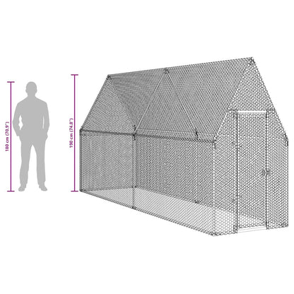 vidaXL Chicken Cage Silver 100x100x190 cm Galvanised Steel