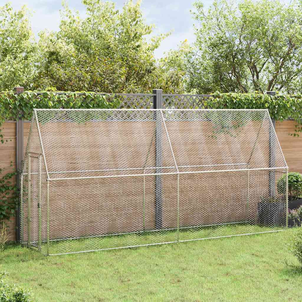 vidaXL Chicken Cage Silver 100x100x190 cm Galvanised Steel