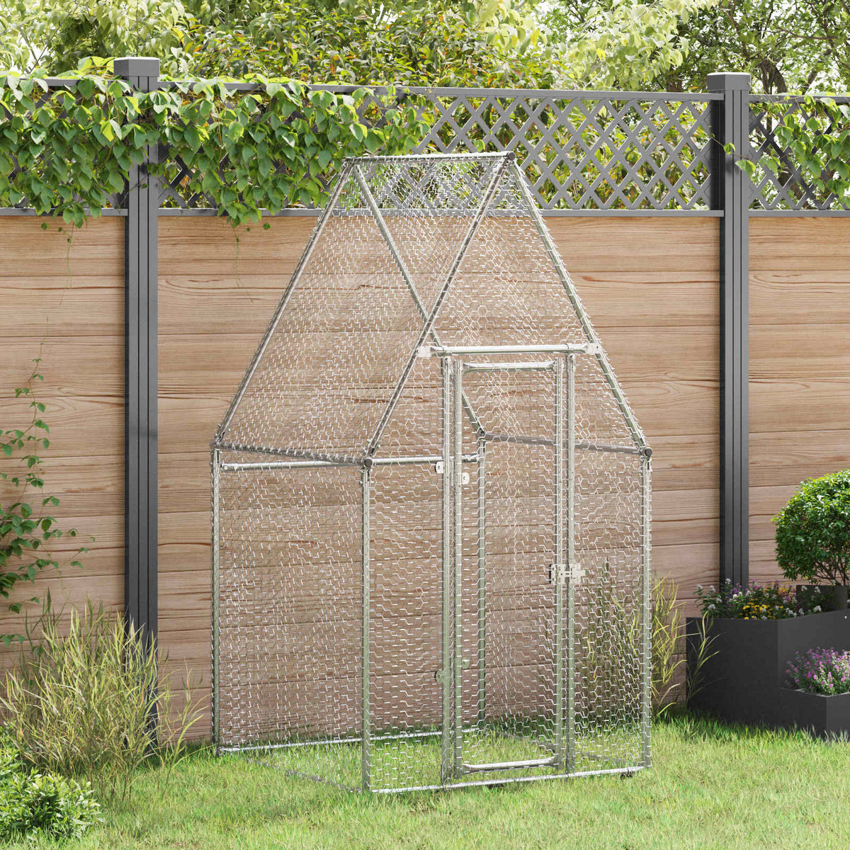 vidaXL Chicken Cage Silver 100x100x190 cm Galvanised Steel