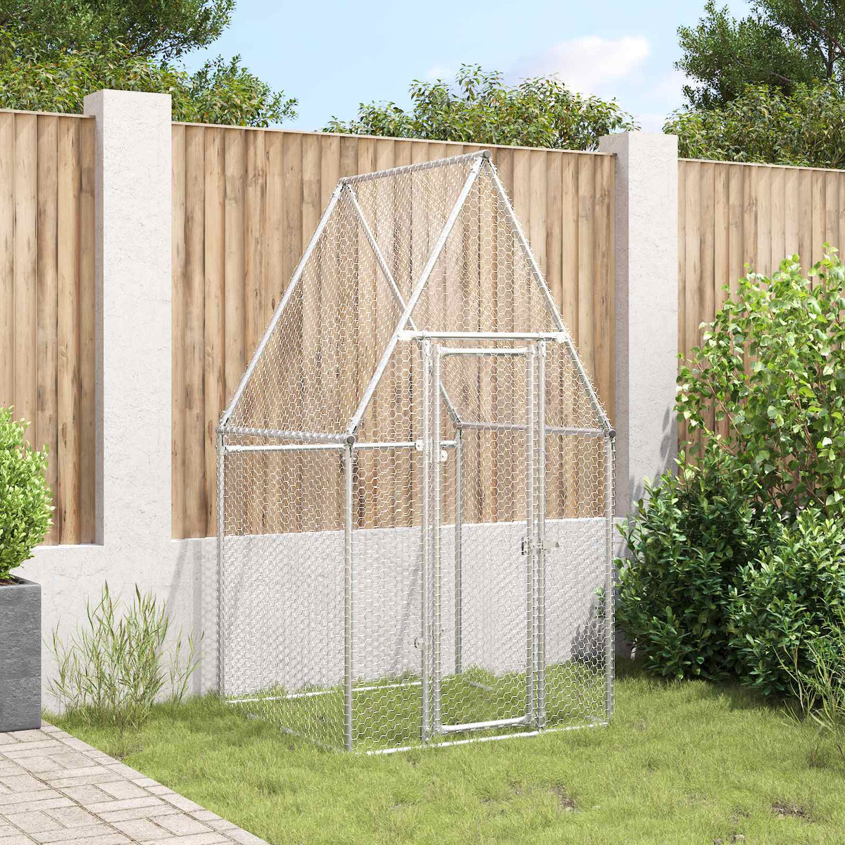 vidaXL Chicken Cage Silver 100x100x190 cm Galvanised Steel