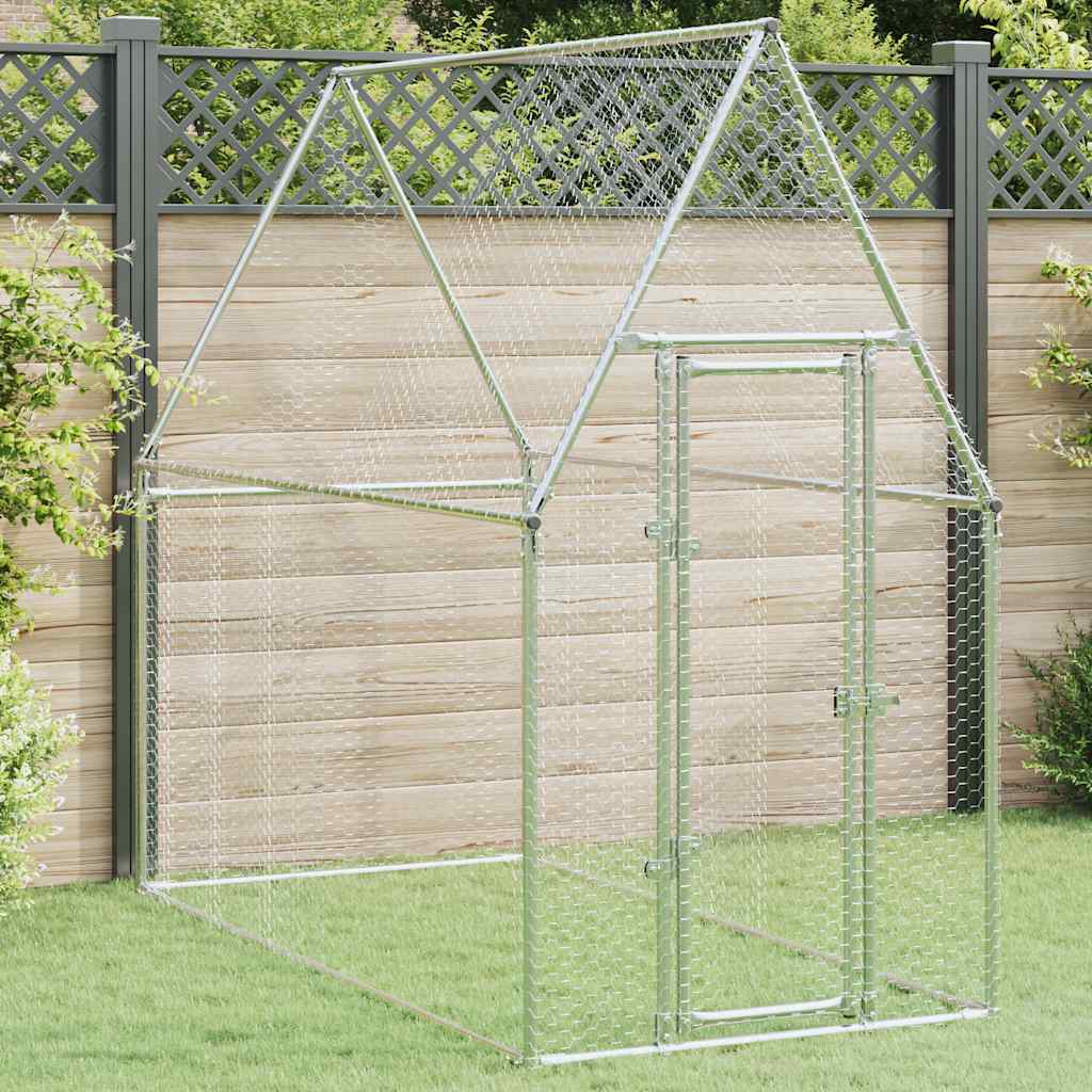 vidaXL Chicken Cage Silver 200x100x190 cm Galvanised Steel