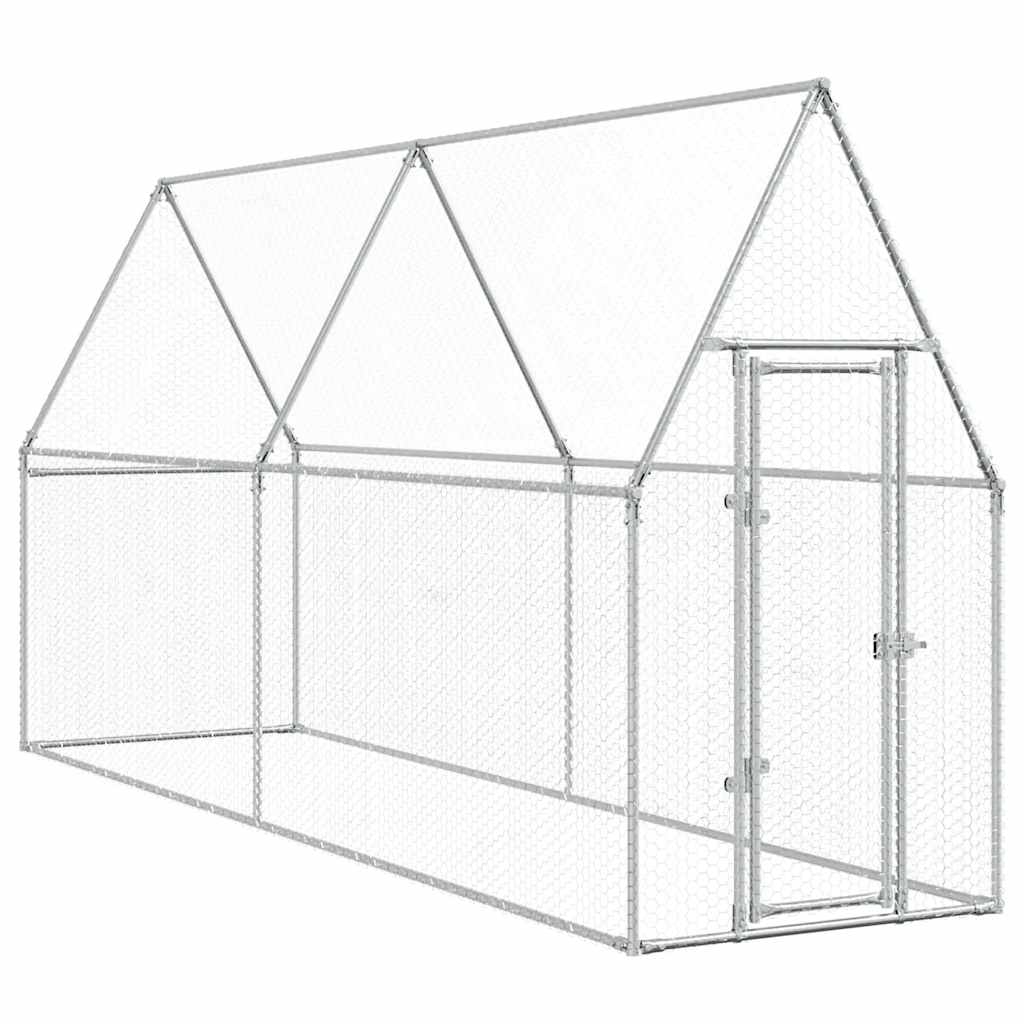 vidaXL Chicken Cage Silver 400x100x190 cm Galvanised Steel