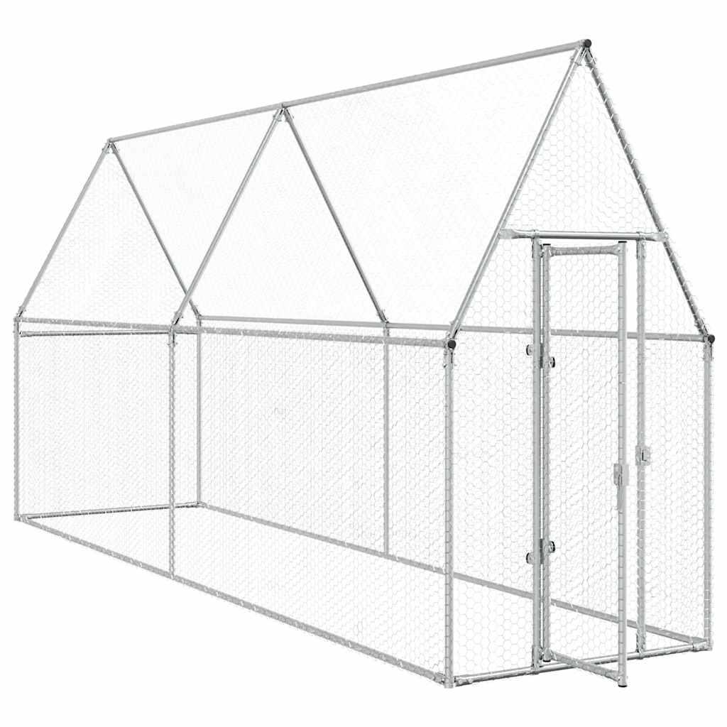 vidaXL Chicken Cage Silver 400x100x190 cm Galvanised Steel