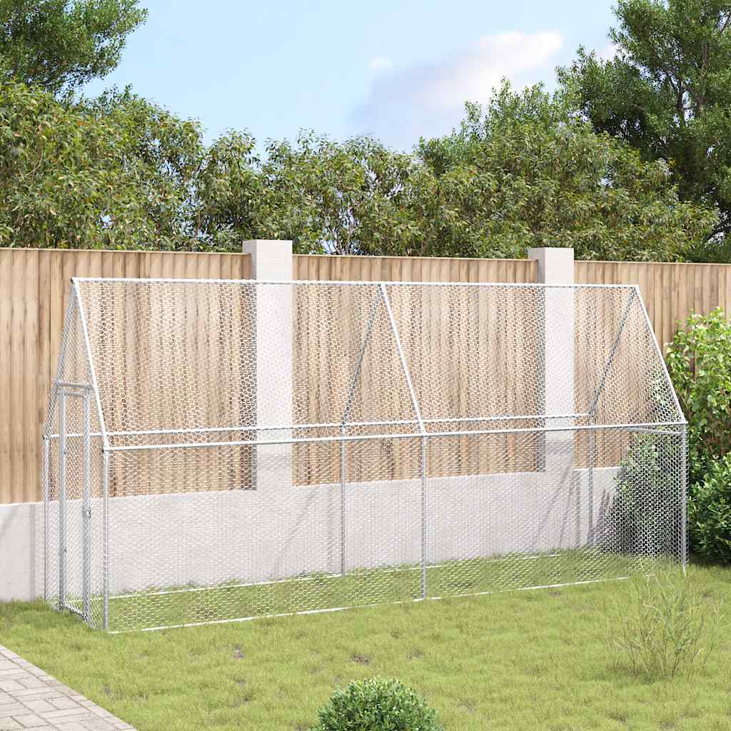 vidaXL Chicken Cage Silver 400x100x190 cm Galvanised Steel