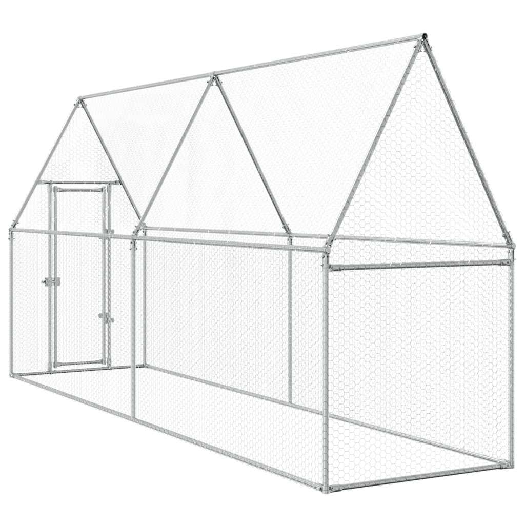 vidaXL Chicken Cage Silver 400x100x190 cm Galvanised Steel