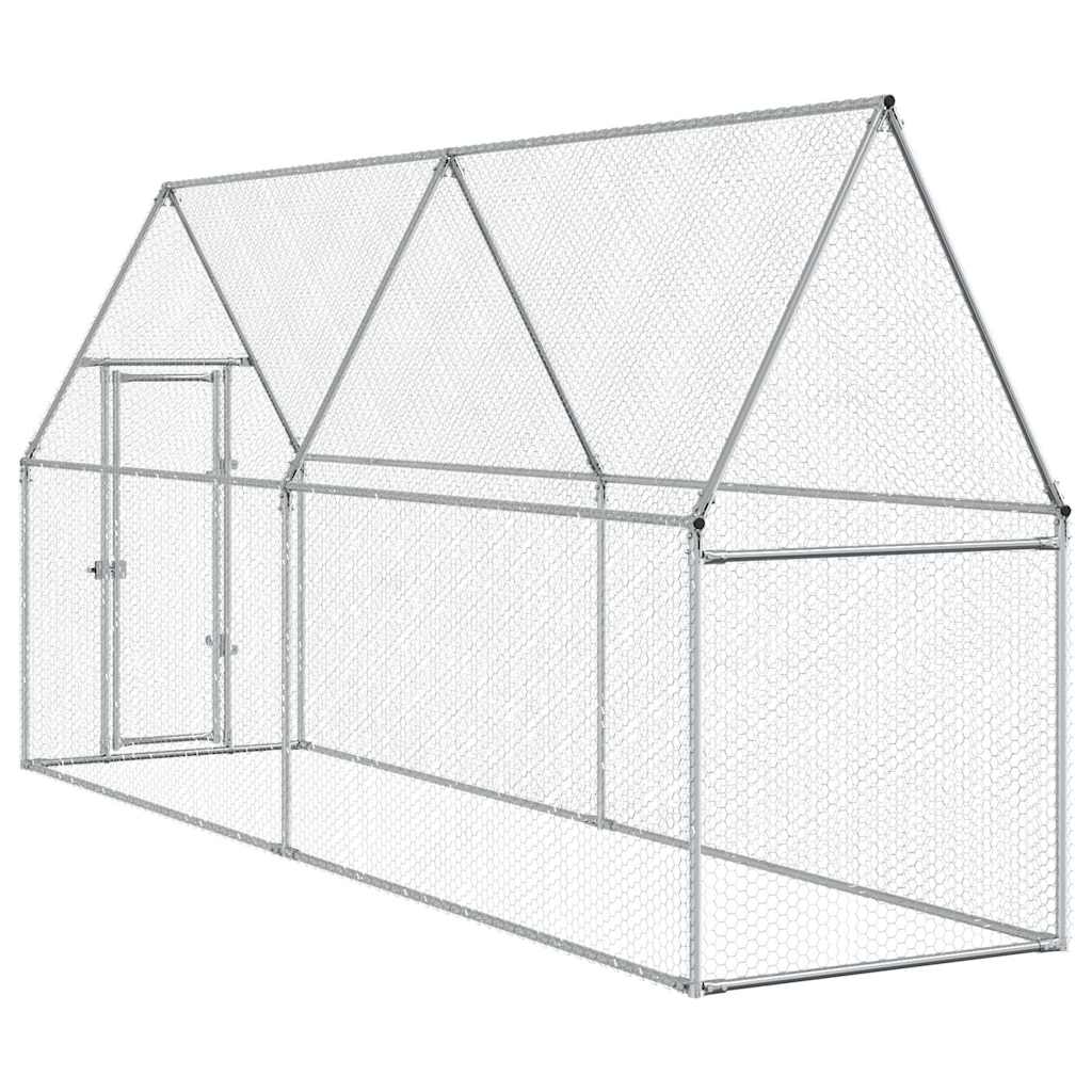 vidaXL Chicken Cage Silver 400x100x190 cm Galvanised Steel