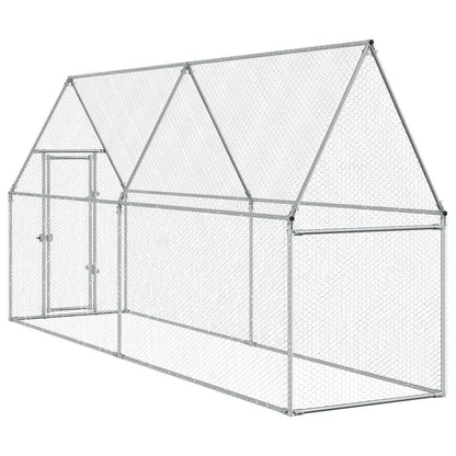 vidaXL Chicken Cage Silver 400x100x190 cm Galvanised Steel