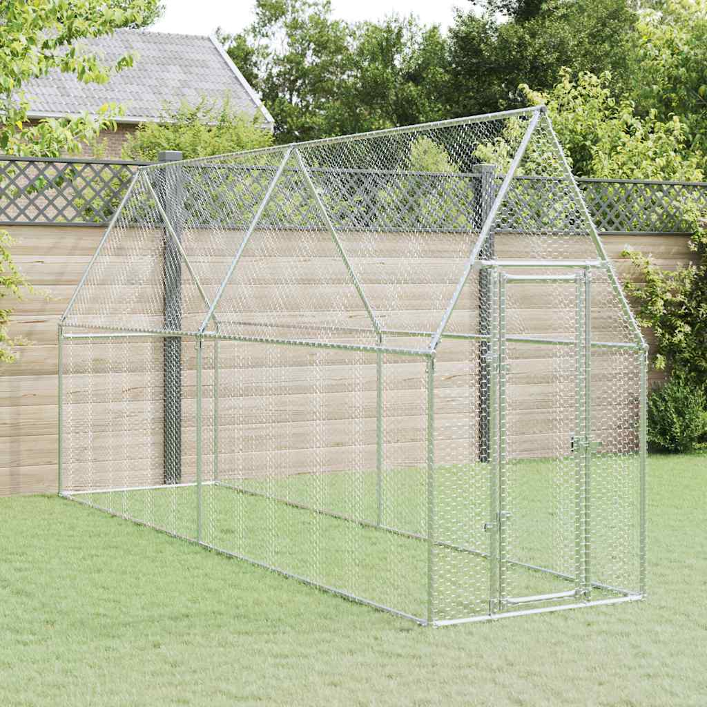 vidaXL Chicken Cage Silver 400x100x190 cm Galvanised Steel