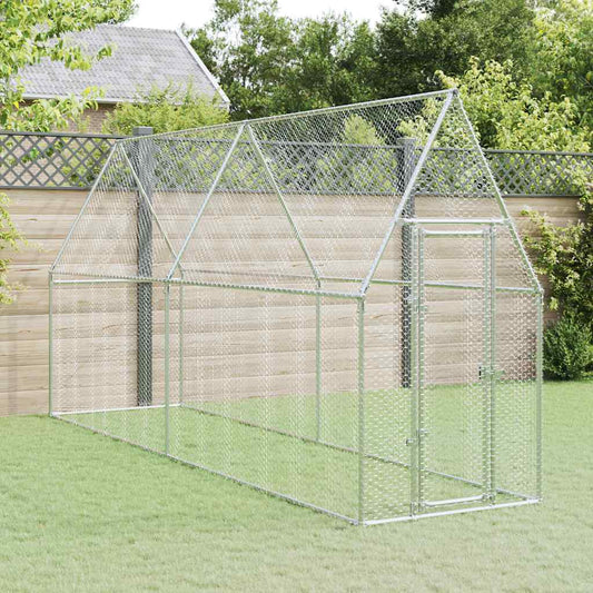 vidaXL Chicken Cage Silver 400x100x190 cm Galvanised Steel